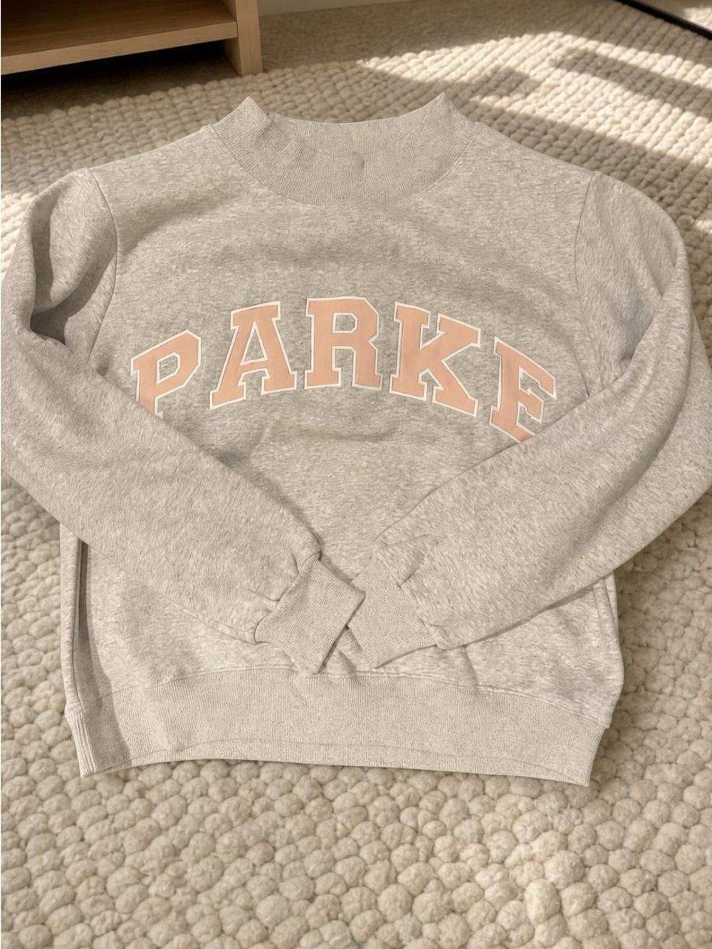Parker Cream Crewneck Sweatshirt with Teal Logo